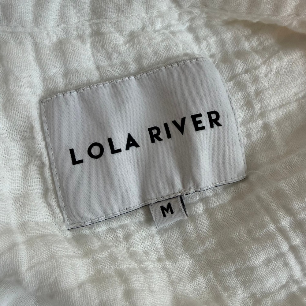 Lola River Cotton Gauze Button Up Shirt White Medium Coastal Beach Minimalist - Picture 10 of 14